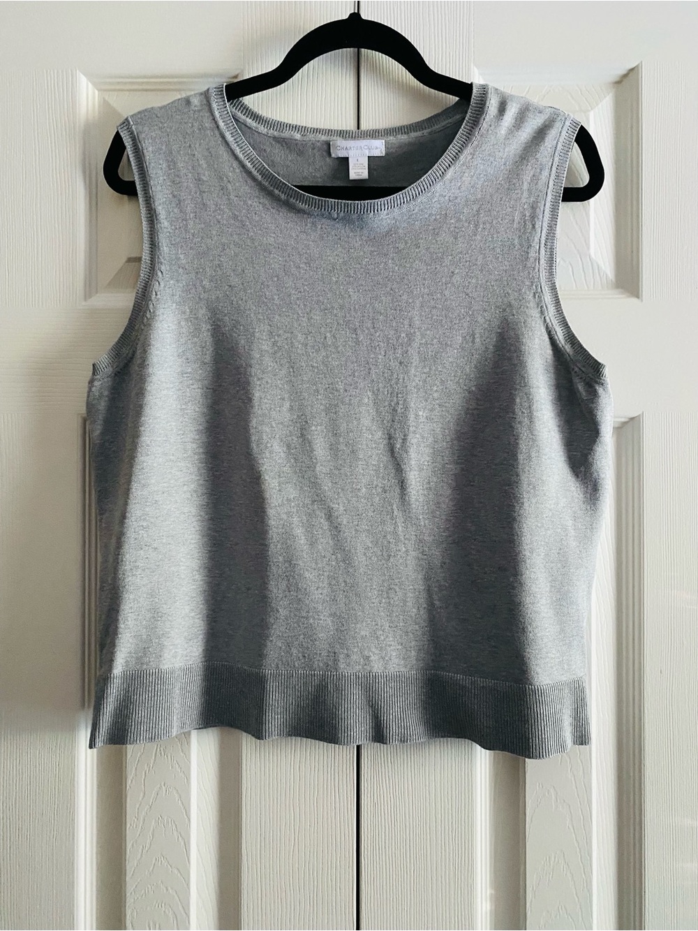 CHARTER CLUB SILK COTTON BLEND SLEEVELESS SHELL TOP Gray L